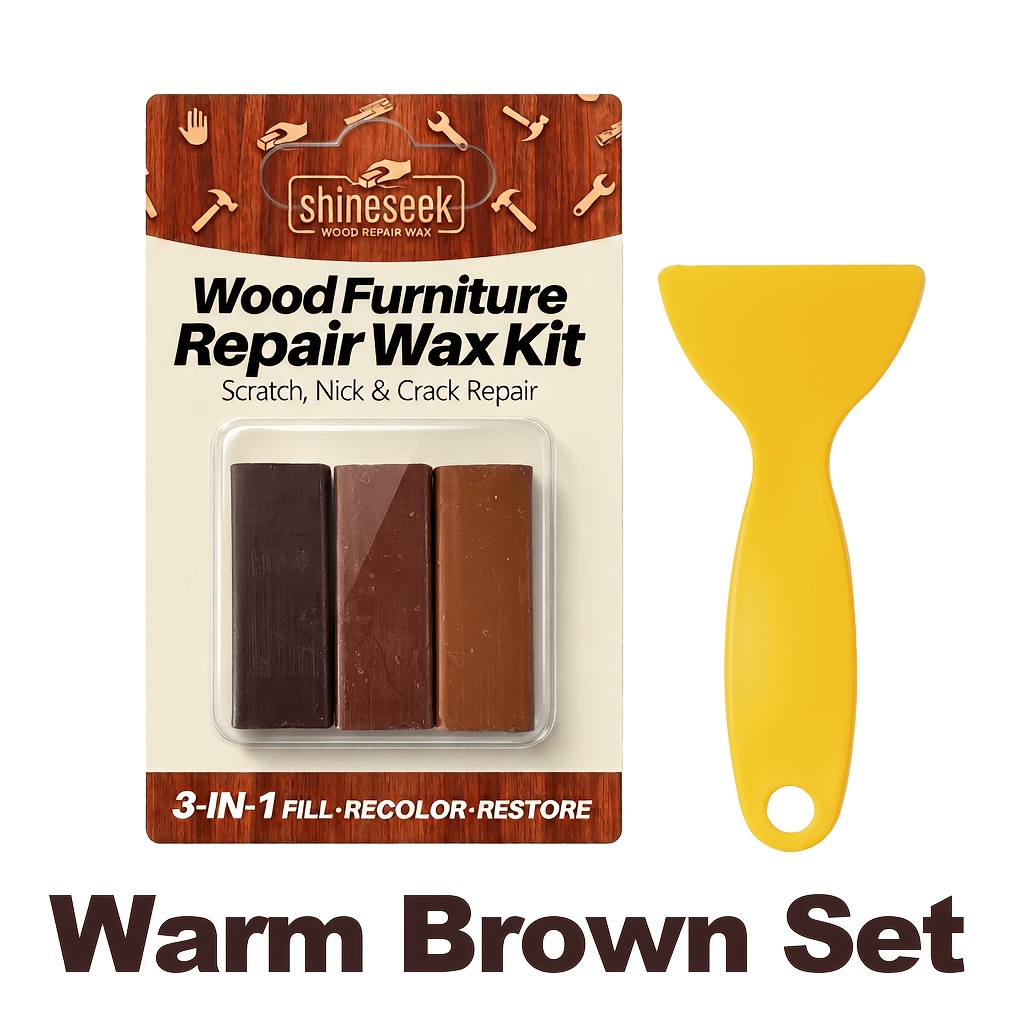 TEMU Kit de barras de llenado de cera de reparación de madera ultra dura; Mezcla de ceras base en diferentes proporciones para combinar con cualquier