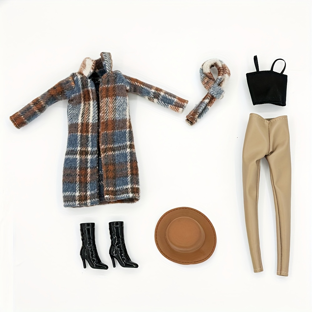 Image of 11.5 Inch Fashionable Elegant Doll Outfit Coat Trousers Set With Additions Princess Hat Boots Shoes Doll Additions