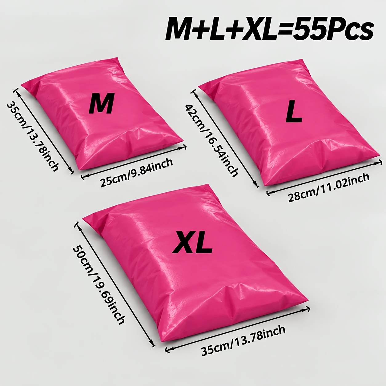 TEMU 55pcs Sacs d'emballage mélangés 3 tailles | Haute résistance au déchirage, lèvre scellée, bord à l', style élargi | Convient pour de boîtes
