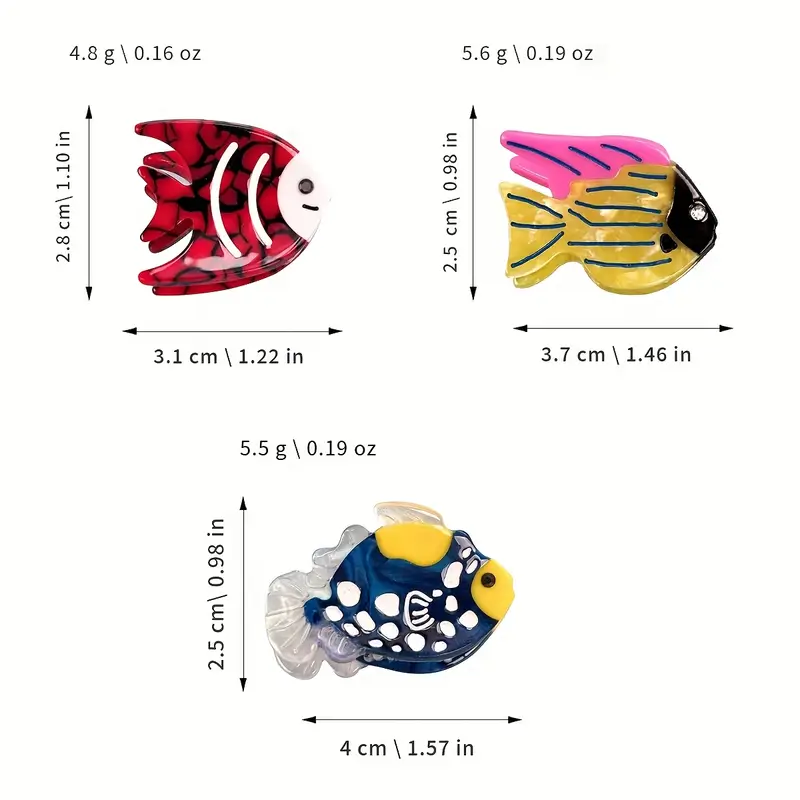 two items from     niche ornamental fish hair clips small acetate side clips bangs clips half up hair claw clips unique and   accessories suitable for everyday styles parties and travel Product details 5