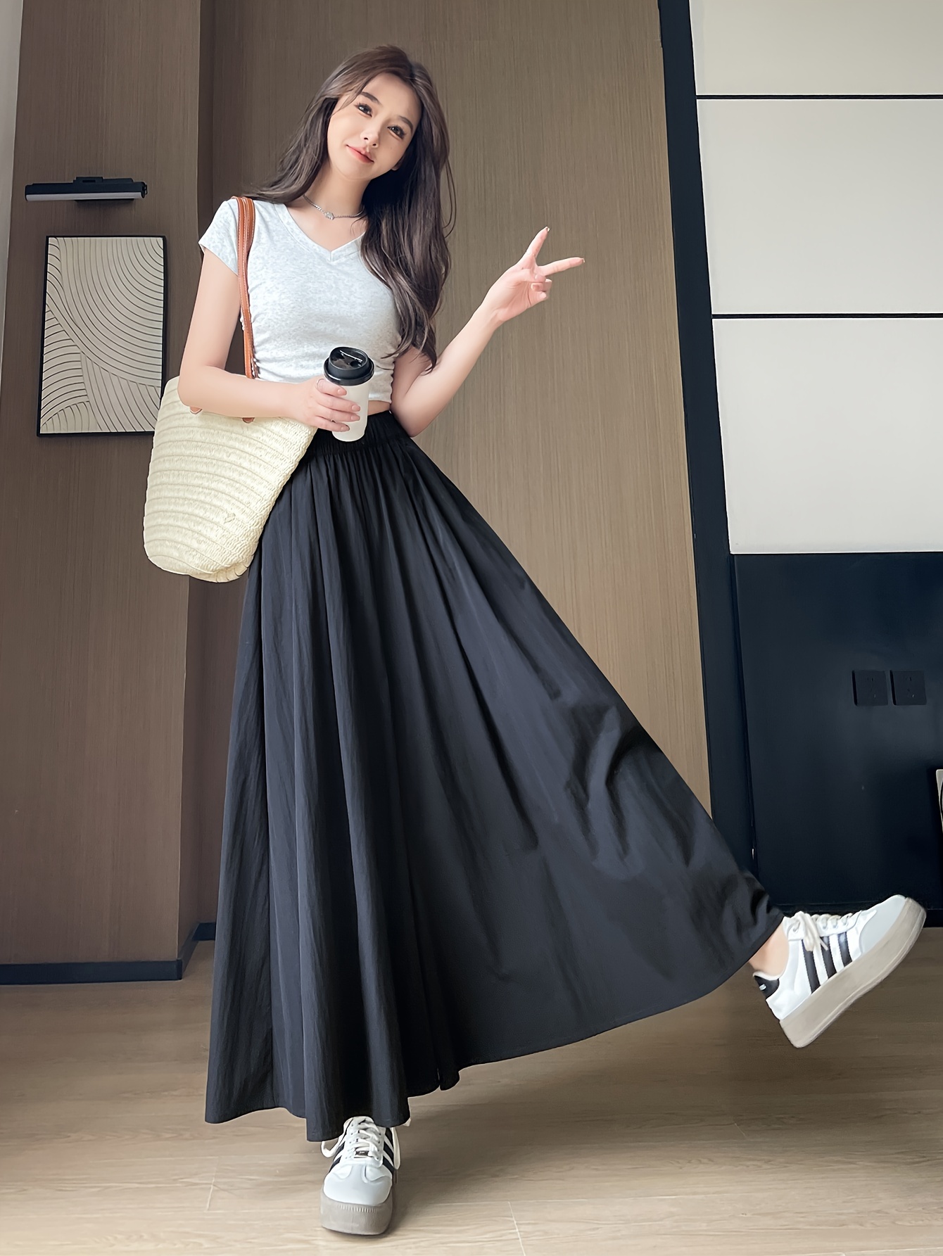 dress for petite ladies philippines * Women's * New High-Waist A-Line Skirt with Draped Fabric, Half-Skirt,  Casual Wide-Leg Pants for Petite Women