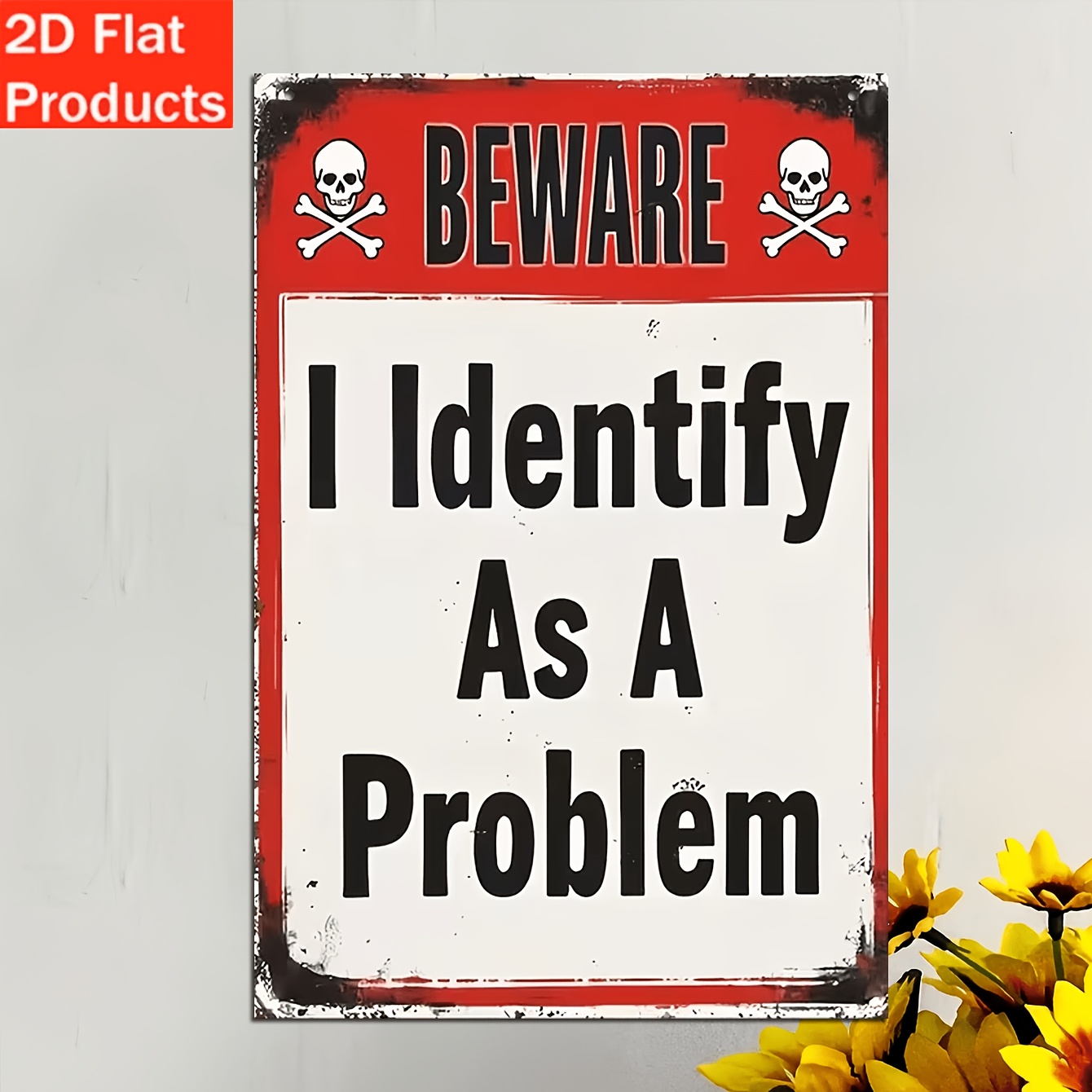 TEMU 2d Flat, 2d Flat - Decorative Sign & Plaque - 1pc Wooden Humorous Warning Wall Sign 