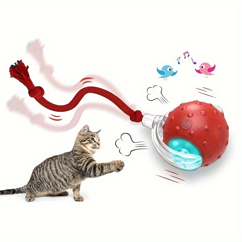 

Interactive Cat Toys Ball, Motion Activate Electric Cat Toy, Automatic Pet Exercise Toys, Simulate Bird Calls, Usb Rechargeable (long Tail)