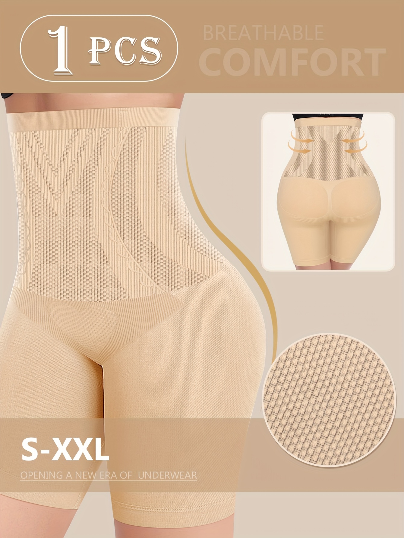 1pc Women'S High-Waist Breathable Comfort Shapewear Boxer Briefs - Seamless, Butt-Lifting, S-XXL Size, Elegant Solid Color Underwear for Everyday & Special Occasions, High Waisted Boxer Shorts, Butt Lifting Underwear, Minimalist Underwear, Comfortable Fit