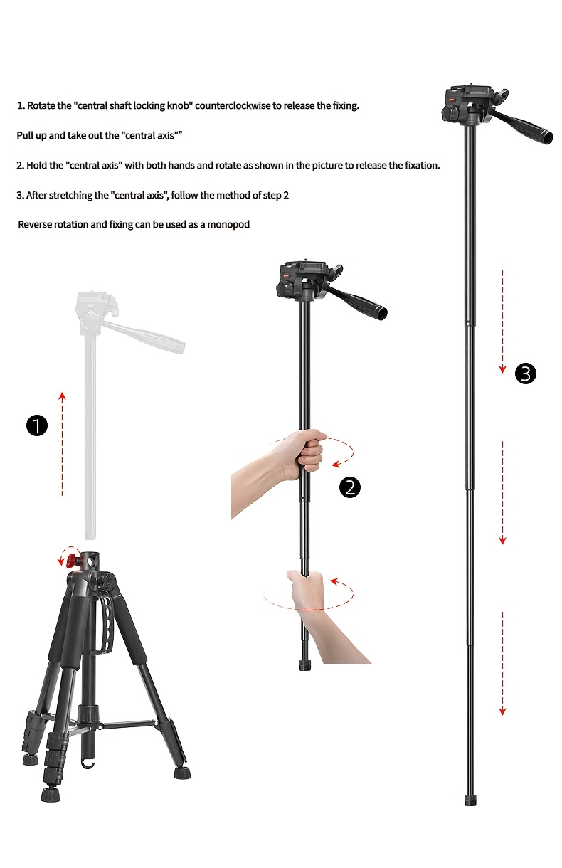 treppiede orizzontale professionale per barra, altezza 183 cm, portatile   da riporre, peso 1,5 kg.   per fotocamere e live streaming con una stabile capacità di carico di 3 kg. fornito con una borsa per il trasporto e supporta macro shot sopraelevati. realizzato in   ferro p Dettagli dell'articolo 2