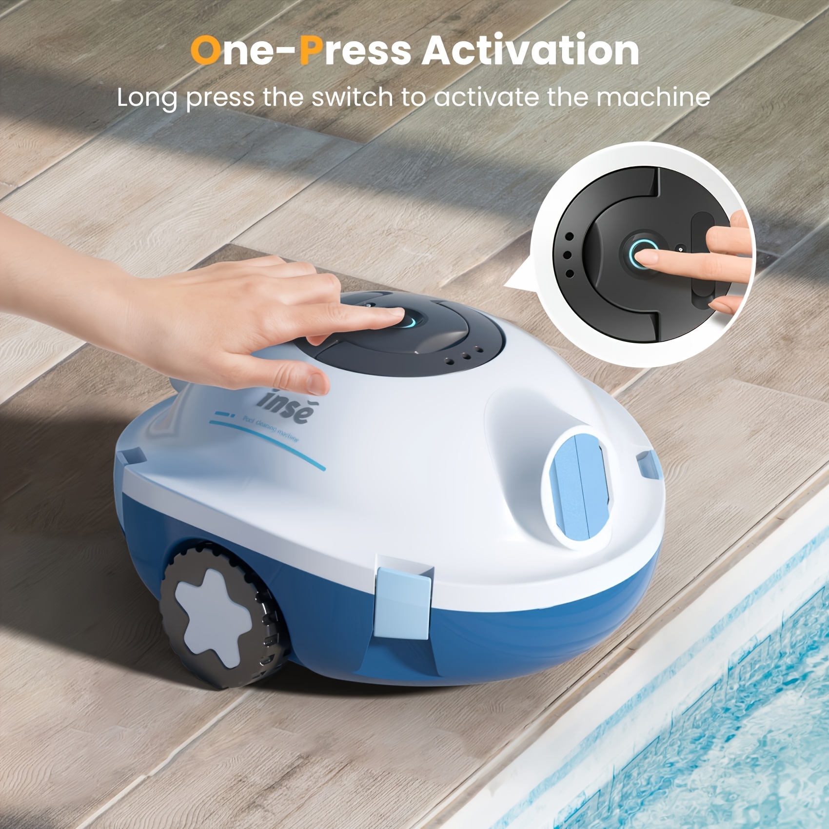 Image of Inse Y10 Cordless Automatic Pool Cleaner - Safe For Family Swimming (kids & Adults), 27500pa Suction, 2.2l Large Capacity Filter Basket, Ipx8, Fits Pools 2.5m Plus Deep, Self-parking, Must-have
