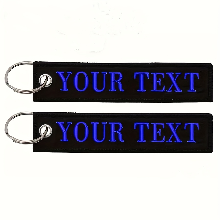 TEMU Personalized Double-sided Embroidered Name Keychain With Ring| Customizable Text Holder, Options, Durable Fabric, Motorcycles, Backpacks,