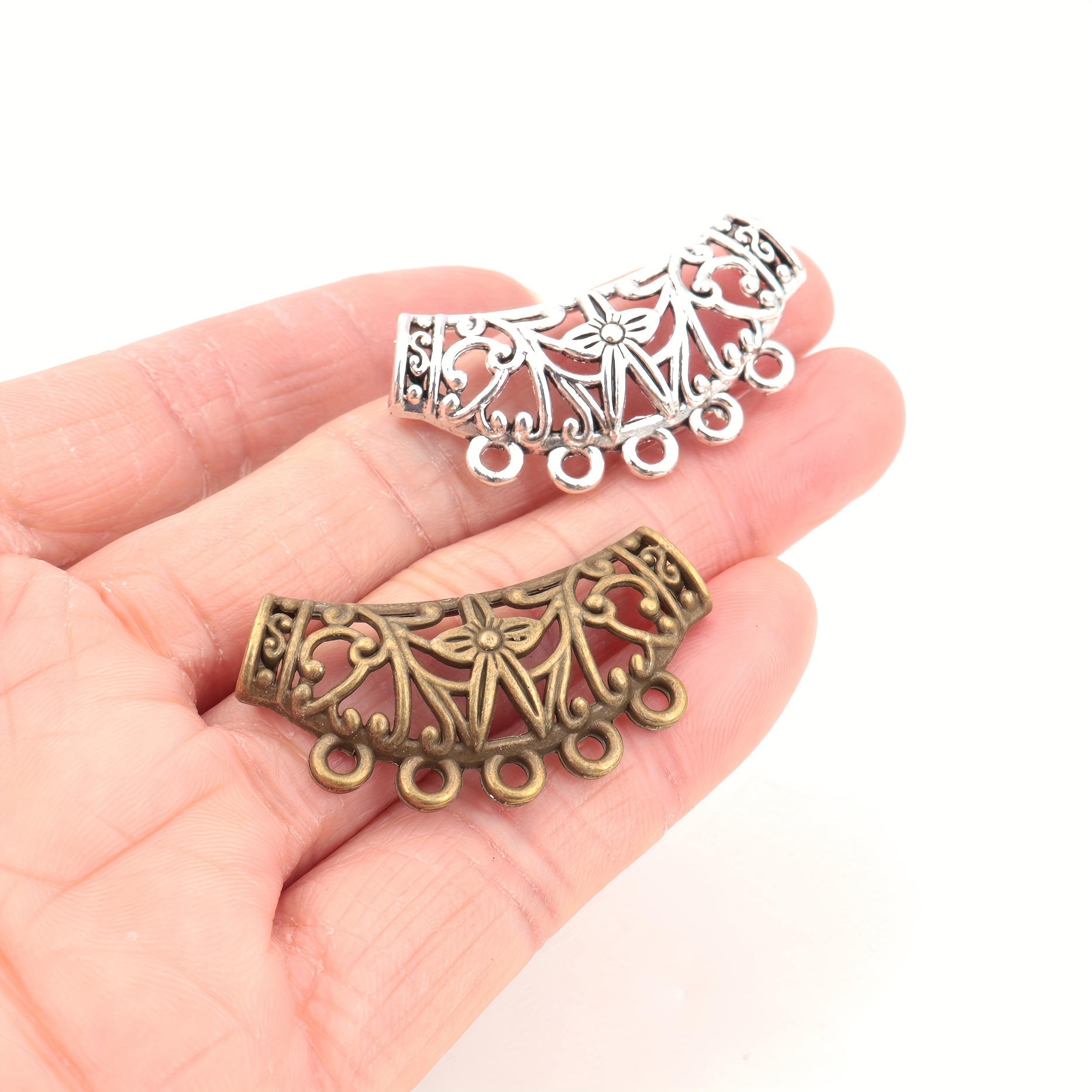 10pcs Hollow Vintage Tee Necklace Connectors