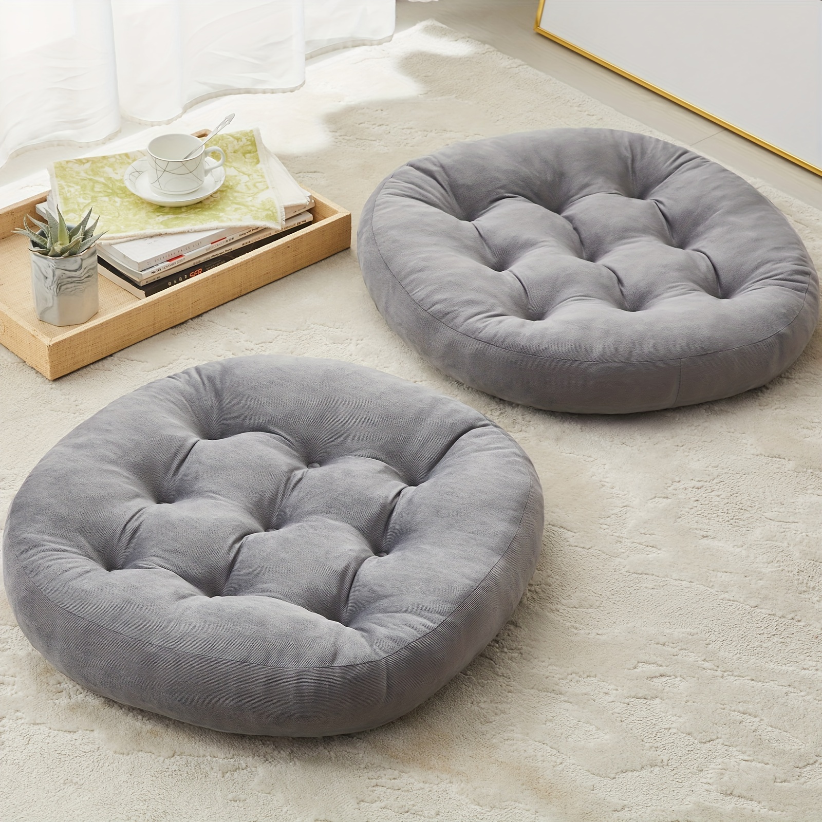 Floor Pillows Vctops Square Solid Color Velvet Seat Cushion With