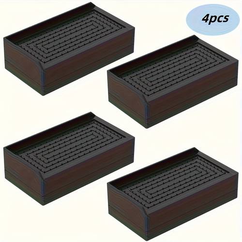 1 set 4pcs heavy duty adjustable furniture riser stackable desk lift leg extender with non slip pads for tables sofas chairs bed accessory supports weights up to 1102 lbs 499 86kg 4 pack black
