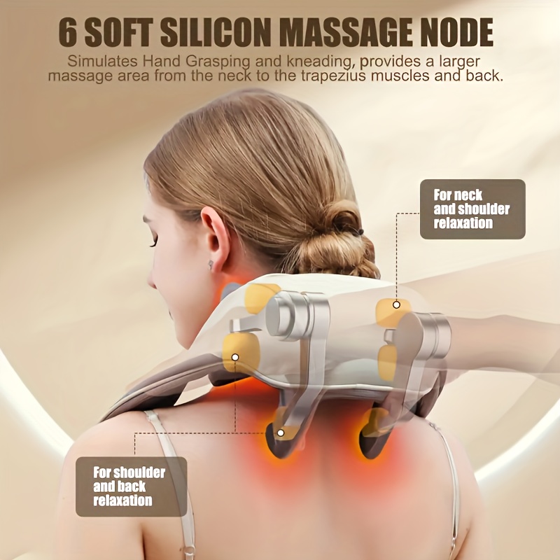 

1pc Usb Rechargeable Massage Shoulder And Neck Massager With 6 , Handheld Deep For Neck, Shoulder, Back, And Muscle , Portable For Home, Office, Travel, Gift And