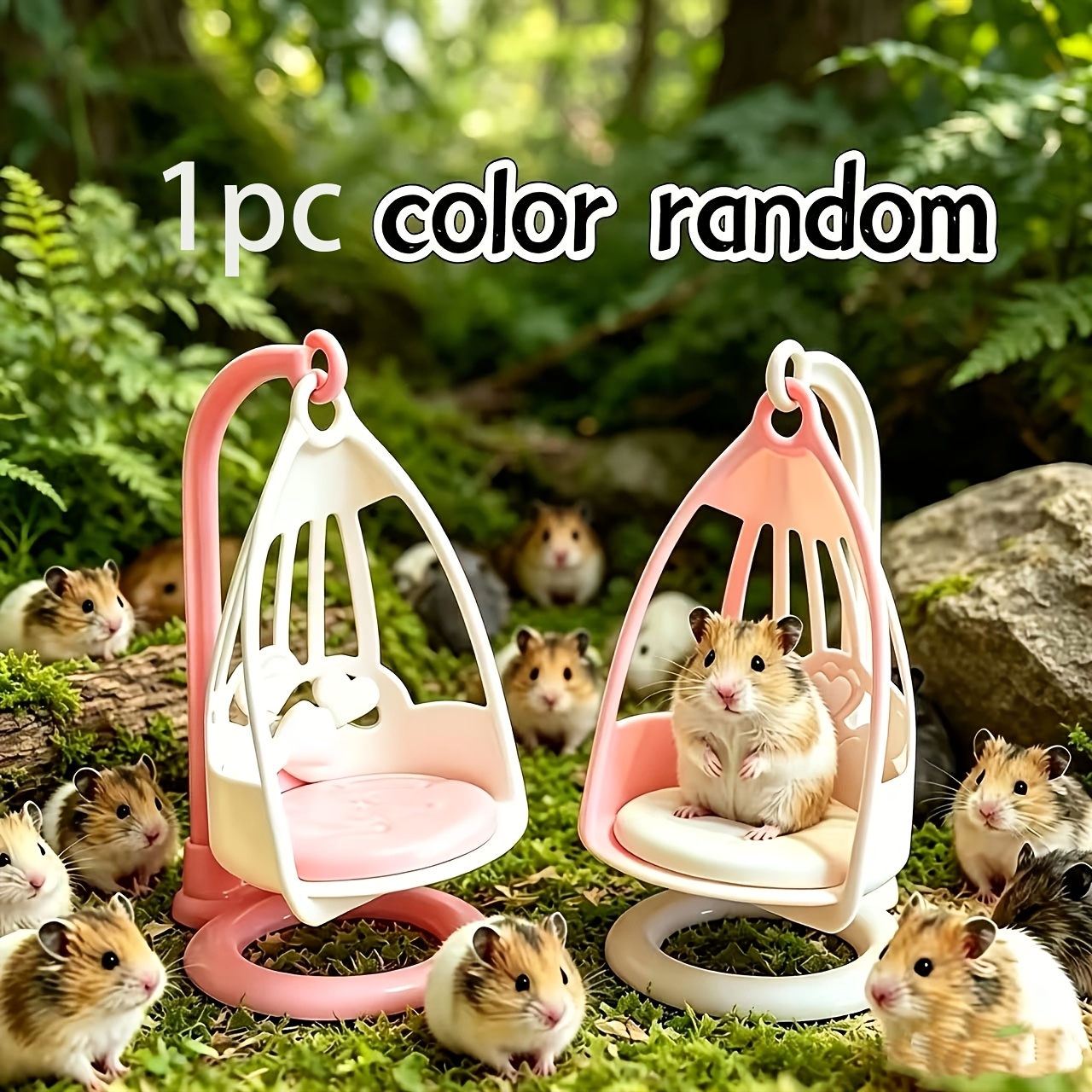 TEMU Hamster Swing Chair Toy - 1 Adorable Hanging Hammock Bed, Random Color. Designed For Small Pets To Provide Your Little Furry Friend With The
