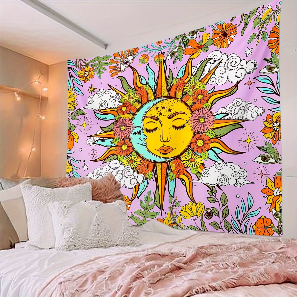 

1pc Sun & Moon Pattern Tapestry, Wall Hanging Tapestries, Suitable For Living Room Bedroom Dormitory, Home Decor