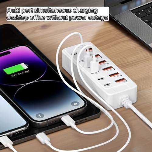 item picture 12 port usb fast charging station max 25w per port high speed charging 6 type c pd 6 usb a ports suitable for laptops tablets multiple devices power hub for tech enthusiasts holiday gift