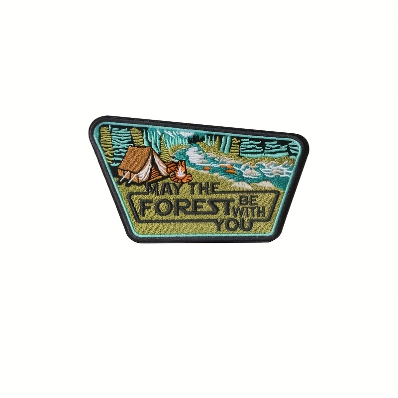 1pc Outdoor Embroidered Patch - "may " Design, Polyester, , Hand Washable, Earth Day & 's Day Themed, Outdoor Gear Accessory|natureinspired Design|durable Embroidery, Forest Accessories