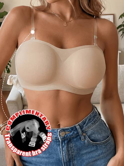 1pc womens seamless casual bra womens invisible solid elegant bra underwire free womens lingerie push up anti sag womens sports bra removable padding detachable straps suitable for running yoga