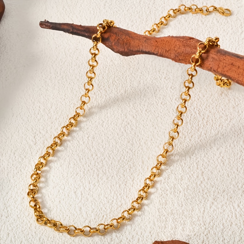 Vintage 18K Gold-Plated O-Link Chain Necklace, Unisex