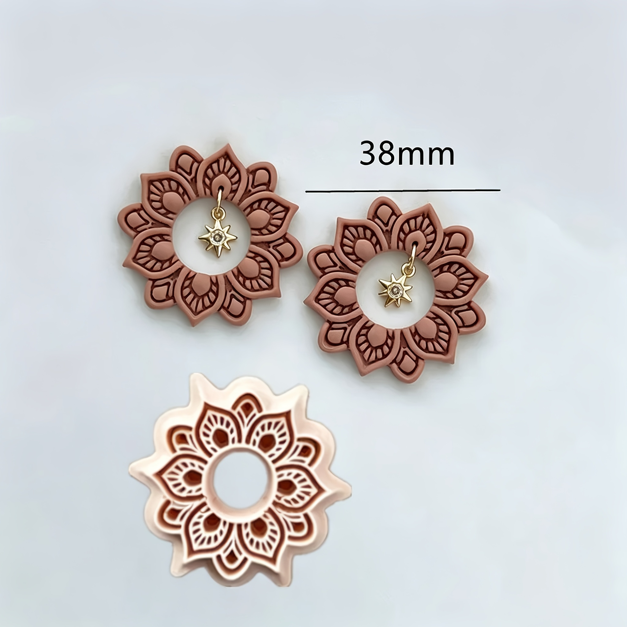 TEMU Cortador con forma de mandala para arcilla , ideal para hacer aretes y otras creaciones