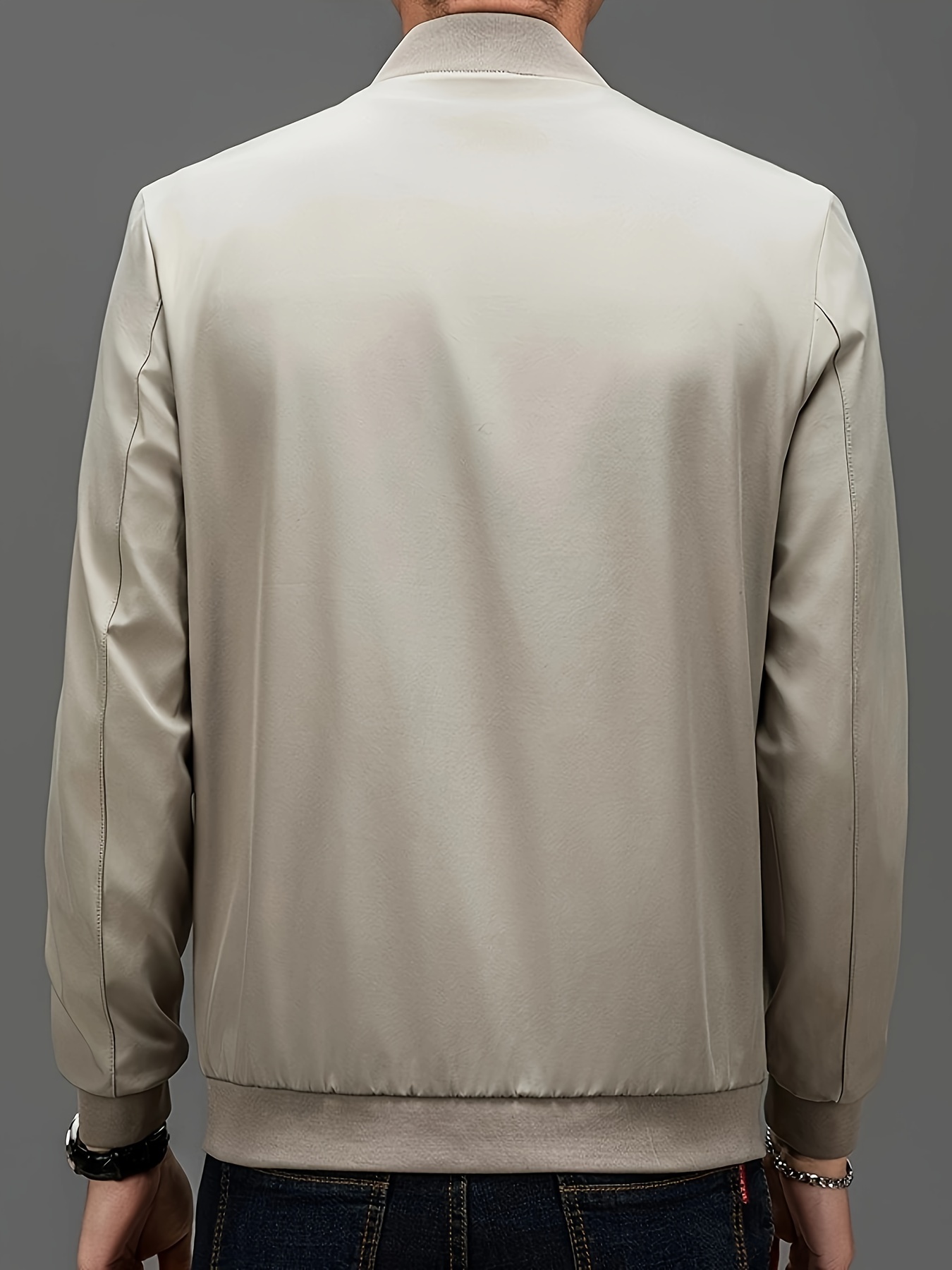 men's casual stand collar jacket 100% polyester solid color men's casual stand collar jacket 100% polyester solid color