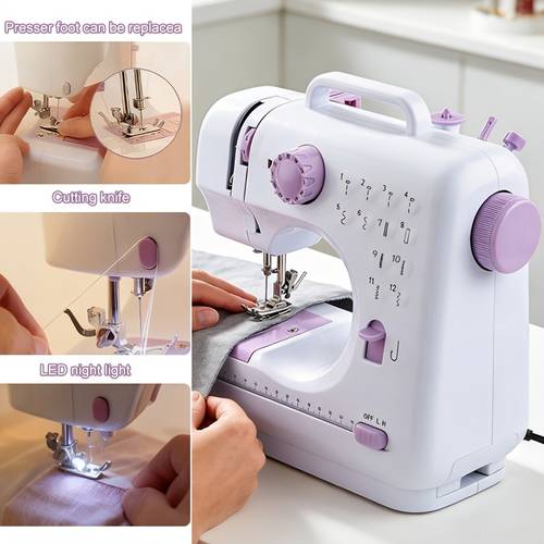 portable electric sewing machine professional version with 12 thread patterns adjustable speed parents beginners enthusiasts lightweight very suitable for manual repair usb or battery power supply