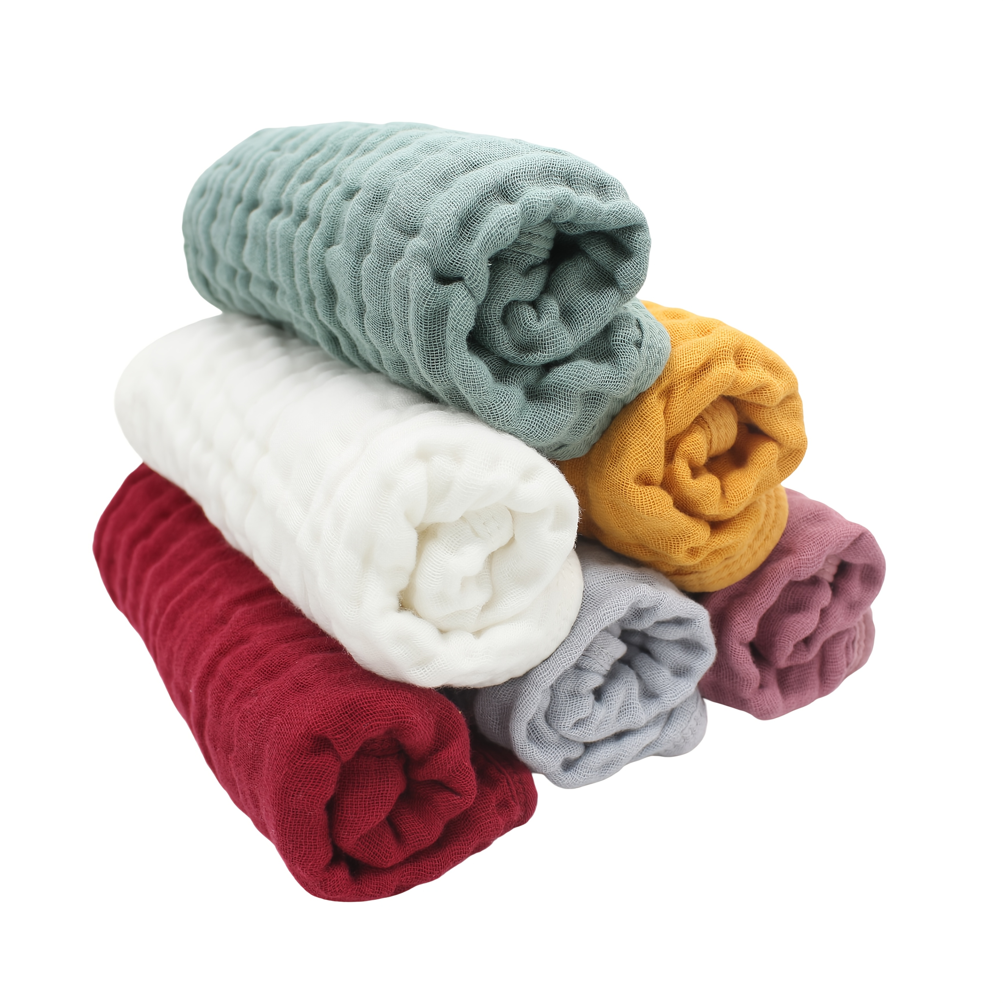 Image of 6pcs Muslin Burp Cloths Baby Burping Rags Large Inch 6 Layers Spit Up Rags Soft Absorbent Multicolor Wash Cloths Diapers For Newborn Baby Girl Boy