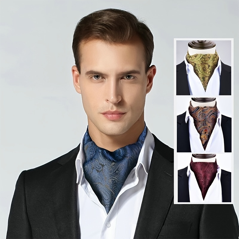 

Retro Men'-layer Shirt Scarf With Collar, Casual And Formal Tie For Autumn And Winter Business, Wedding Paisley Pattern