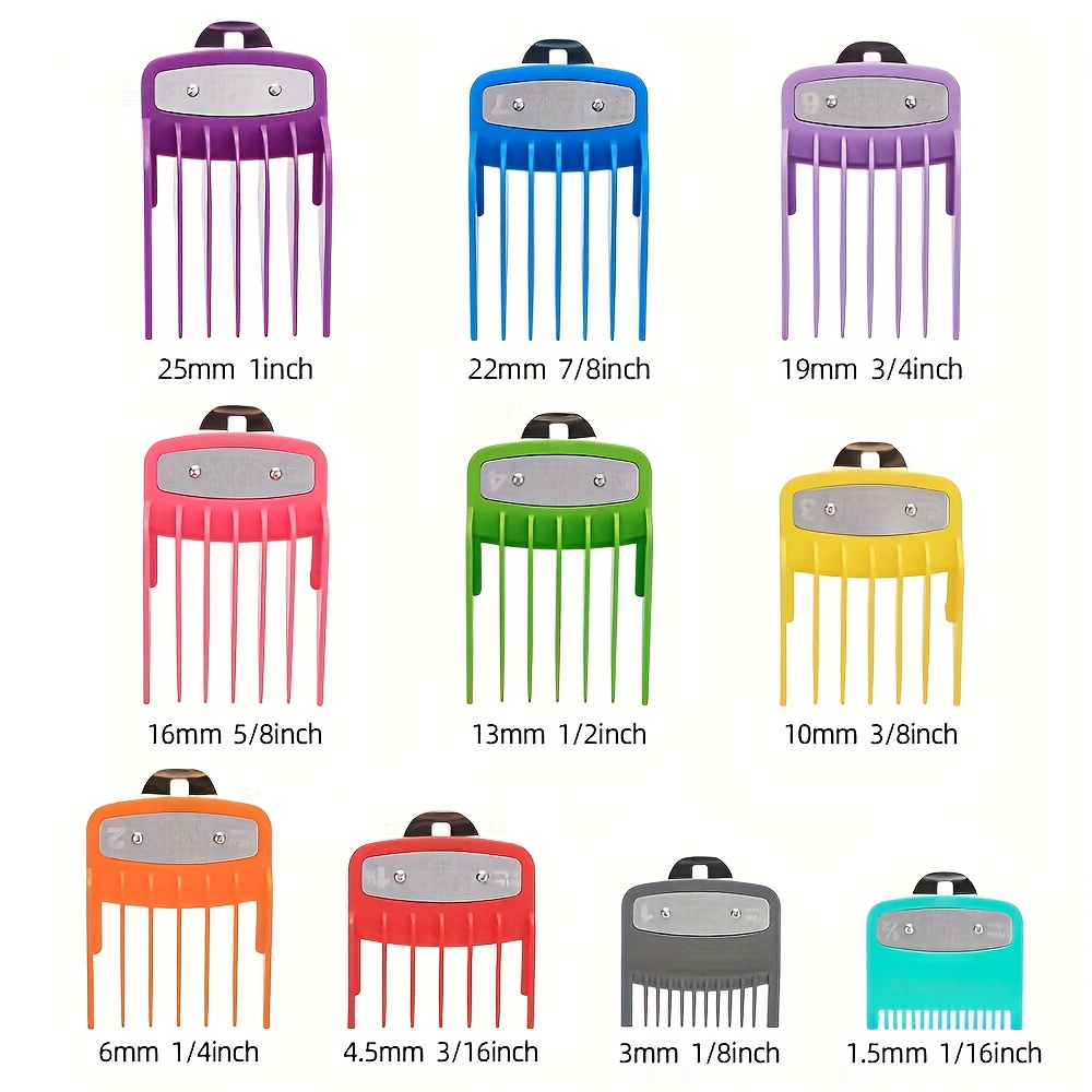 10pcs Magnetic Hair Clipper Guide Combs With Adjustable Length Settings - Color-coded Gradient Design For Straight/wavy Hair, Compatible With & Clippers, Professional & Home Barber Use