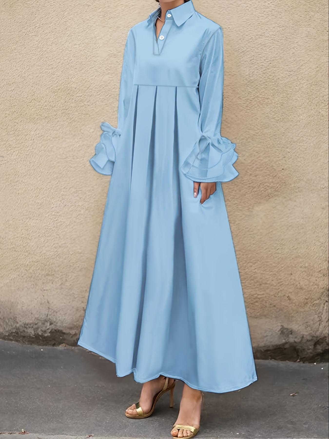 plus size plus size womens dress elegant pleated solid color - Temu Kuwait