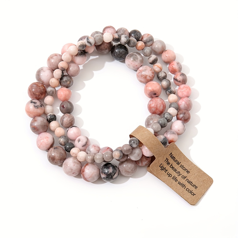 TEMU Bracelet 3 pièces avec perles de transfrontalières, chaîne de main élastique de style identique pour hommes et femmes