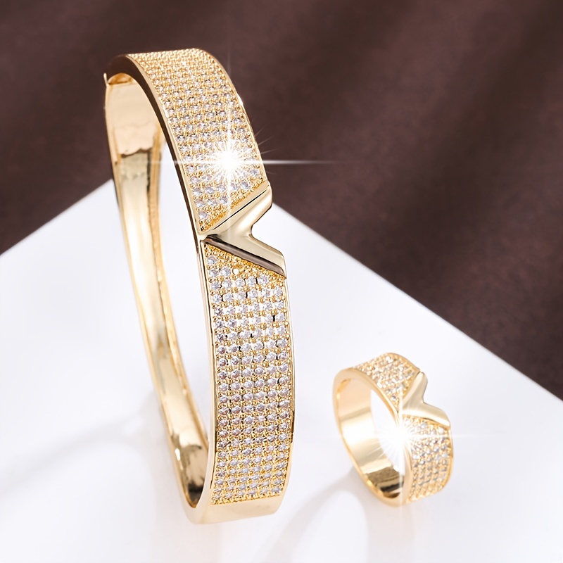 Exquisite Letter Synthetic Zirconia Women's And Ring Set