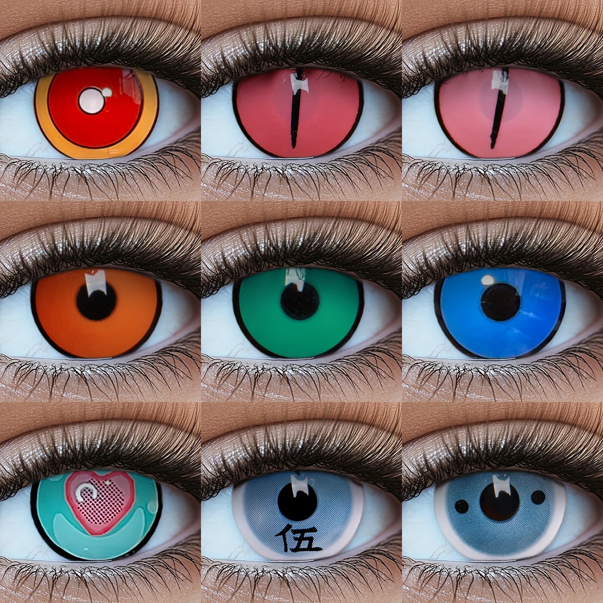 1 Year Disposable Freshlady Halloween & Everyday Colored Contact Lenses - 14.5mm Large Diameter Soft & Breathable 40% Water Content, 0.1mm Thin & Comfortable Fit, Vibrant Multi-Color Options (Brown, Pink, Blue, Green, Orange, Red, Turquoise, Sky Blue, Black, White, Heart & Japanese Kanji) - Natural Looking Enhancing for Cosplay, Daily Wear & Themed Events - Ideal for Sensitive Eyes