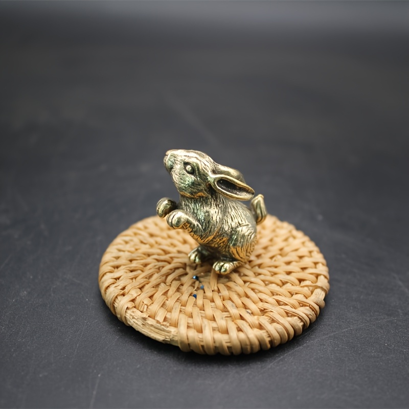 TEMU 1pc Handmade Statue - Vintage Zodiac Rabbit Decoration, Suitable For Diy Decoration Of Office Desk, Bookshelf, And Living Room, Christmas And