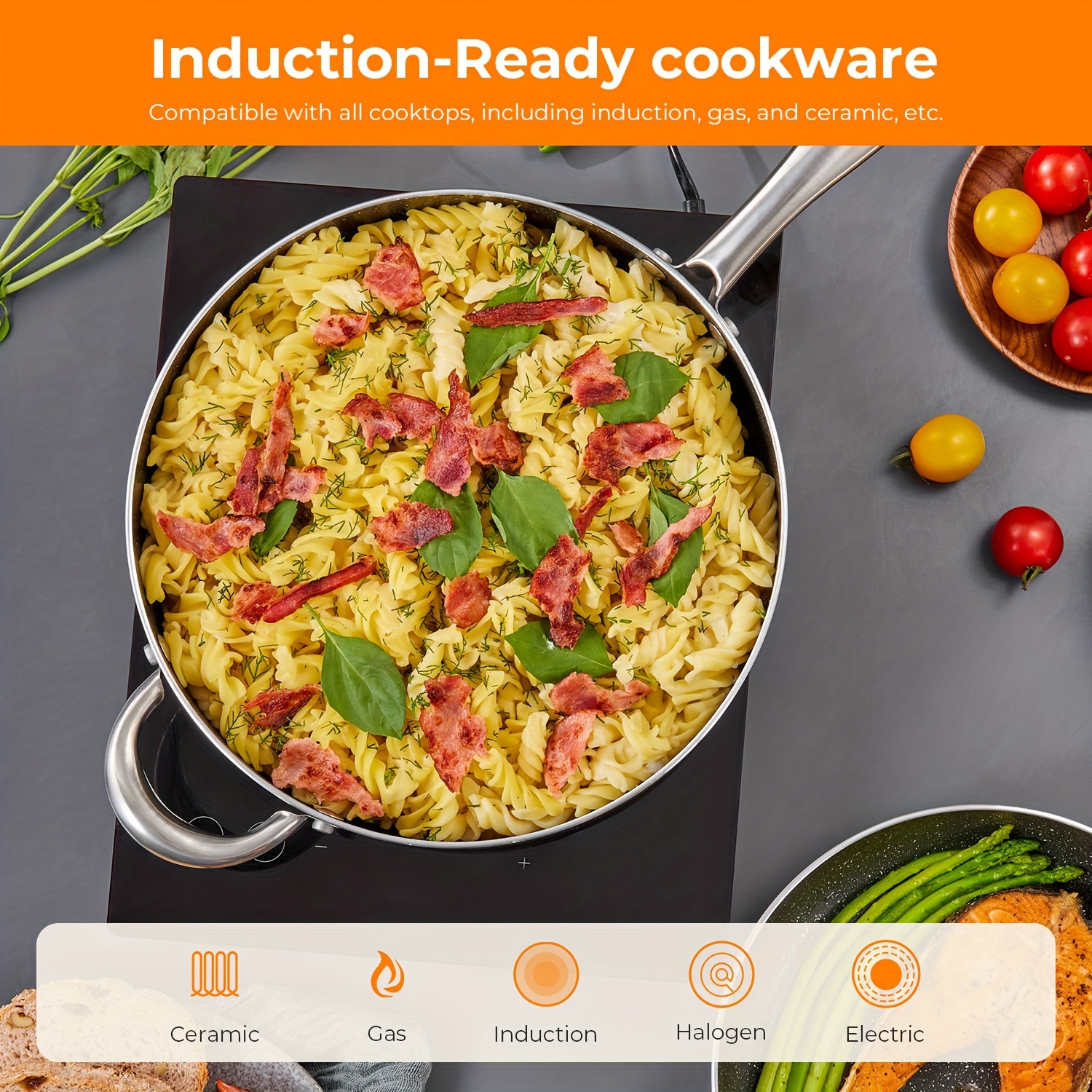 TEMU 10pcs, Nonstick Frying Pan Set With Lid, Nonstick Coating Cooking Pot And Pans Set, Induction Hob Pan Set With Frying Pan/ Pans With Lid//milk