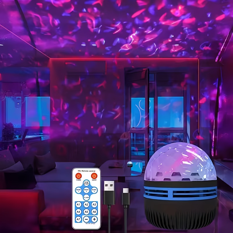 room decoration ripple wave projection light usb powered remote adjustable ceiling atmosphere light suitable as bedroom night light holiday gift mood lighting party decoration usb powered no   Product details 3