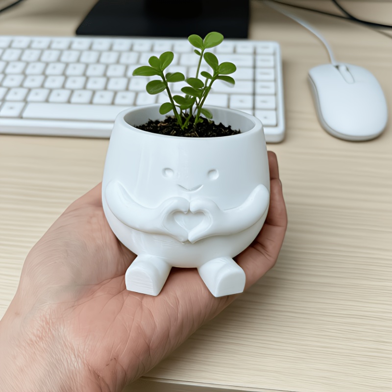 TEMU 【商品名】ハート型植木鉢、かわいい多肉植物グリーン鉢、の小さな植木鉢、屋内・屋外 オフィス デスクトップ レーション ガーデニング ギフト