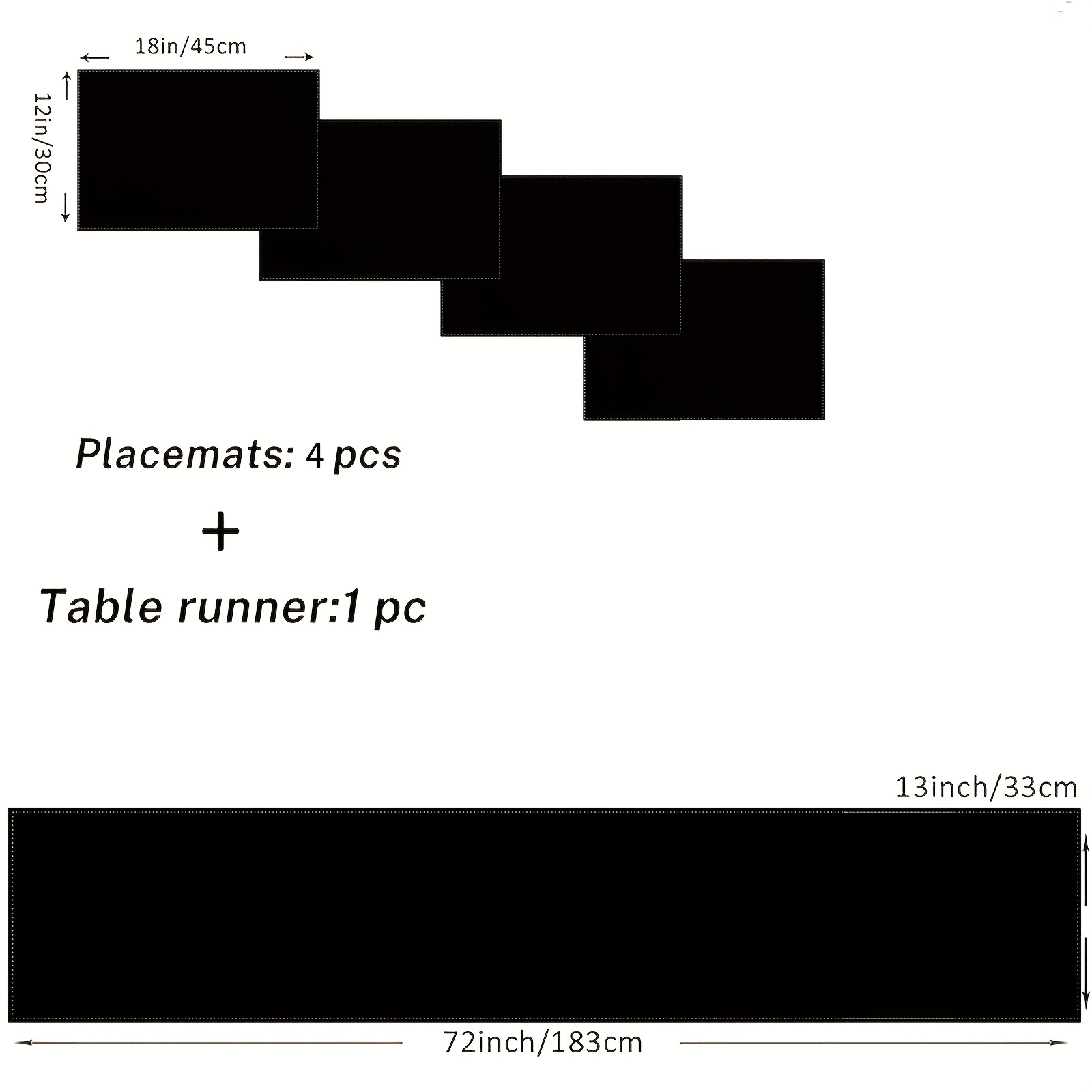 TEMU Set da 5 o 7 pezzi con Runner da e Tovagliette Puro - Copritavolo Rettangolari Lavabili Adatti per , Feste , Decorazione Tavolo da , Adatti per