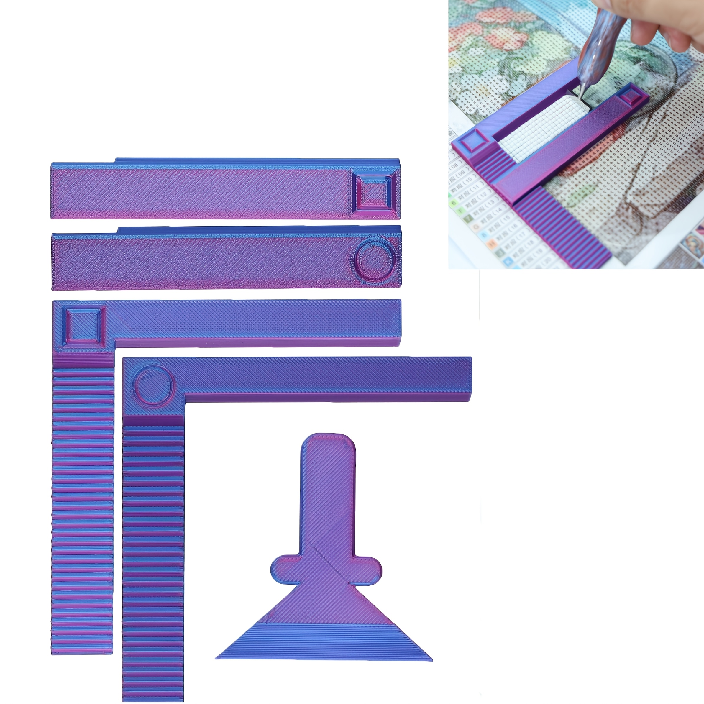 TEMU 5pcs Optional Diy Diamond Painting Canvas Free-positioning Range Locking Positioner, Corrector, For Round And Square Drills, Suitable For 5d