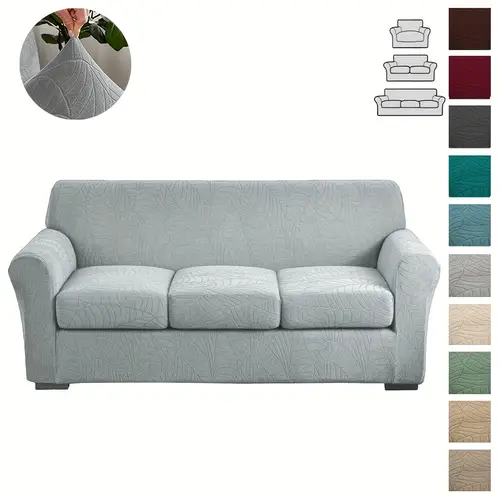 2 3 4pcs large leaf texture jacquard sofa cover thickened anti slip elastic sofa protector for room hotel