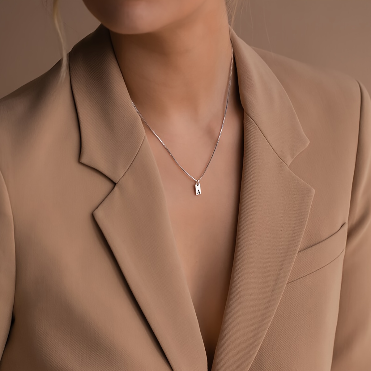 Women's Exquisite Initial Tag Necklace in Stainless Steel