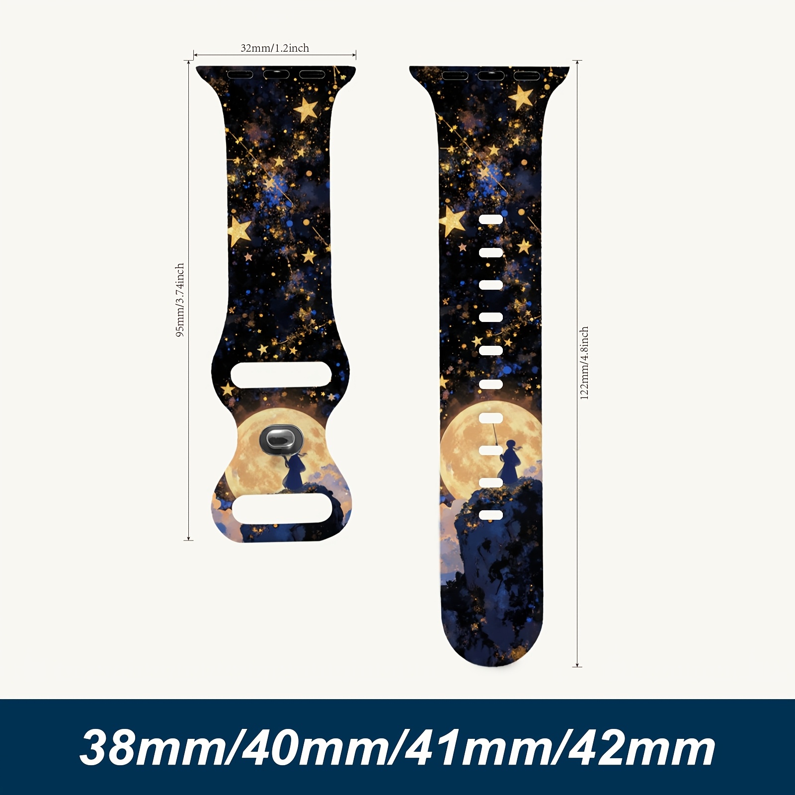TEMU Cinturino regolabile in silicone per Apple Watch /2/3/4/5/6/7/8/9/10/Ultra/SE, 38/40/41/42/44/45/46/49mm, fibbia in di , e , chiusura, stampa