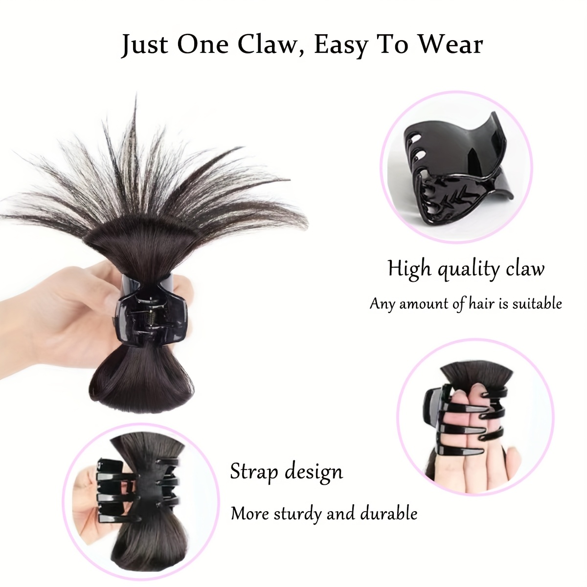 messy bun hairpiece with claw clip straight high temp synthetic hair extensions for   for   updos and party styles details 4