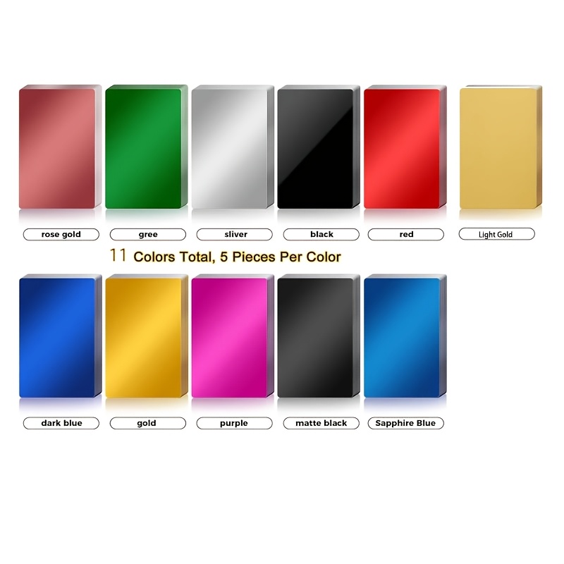 TEMU 55 Cartes de Visite Métalliques Vierges - Cartes en Aluminium Robuste, Compatibles avec la Laser, Mesurant 8,6x5,4cm (3,4x2,1 Pouces) - Convient