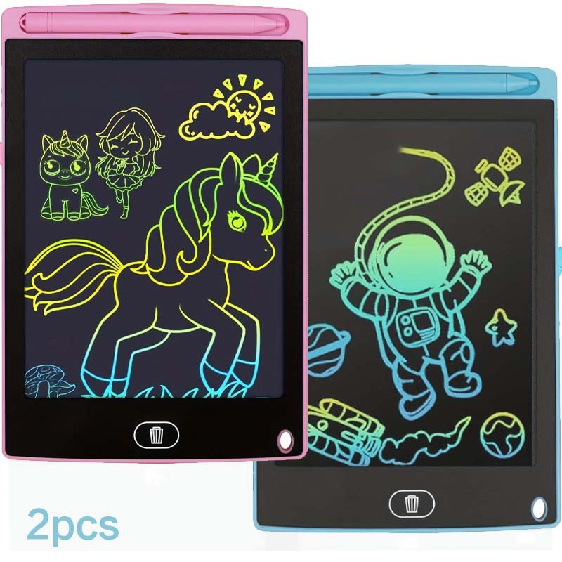 TEMU 2pcs Of 8.2-inch Lcd Drawing Boards, Colorful Writing Tablets With Touch Pens To , Erasable Screens, Educational Toys For Birthdays, Christmas,