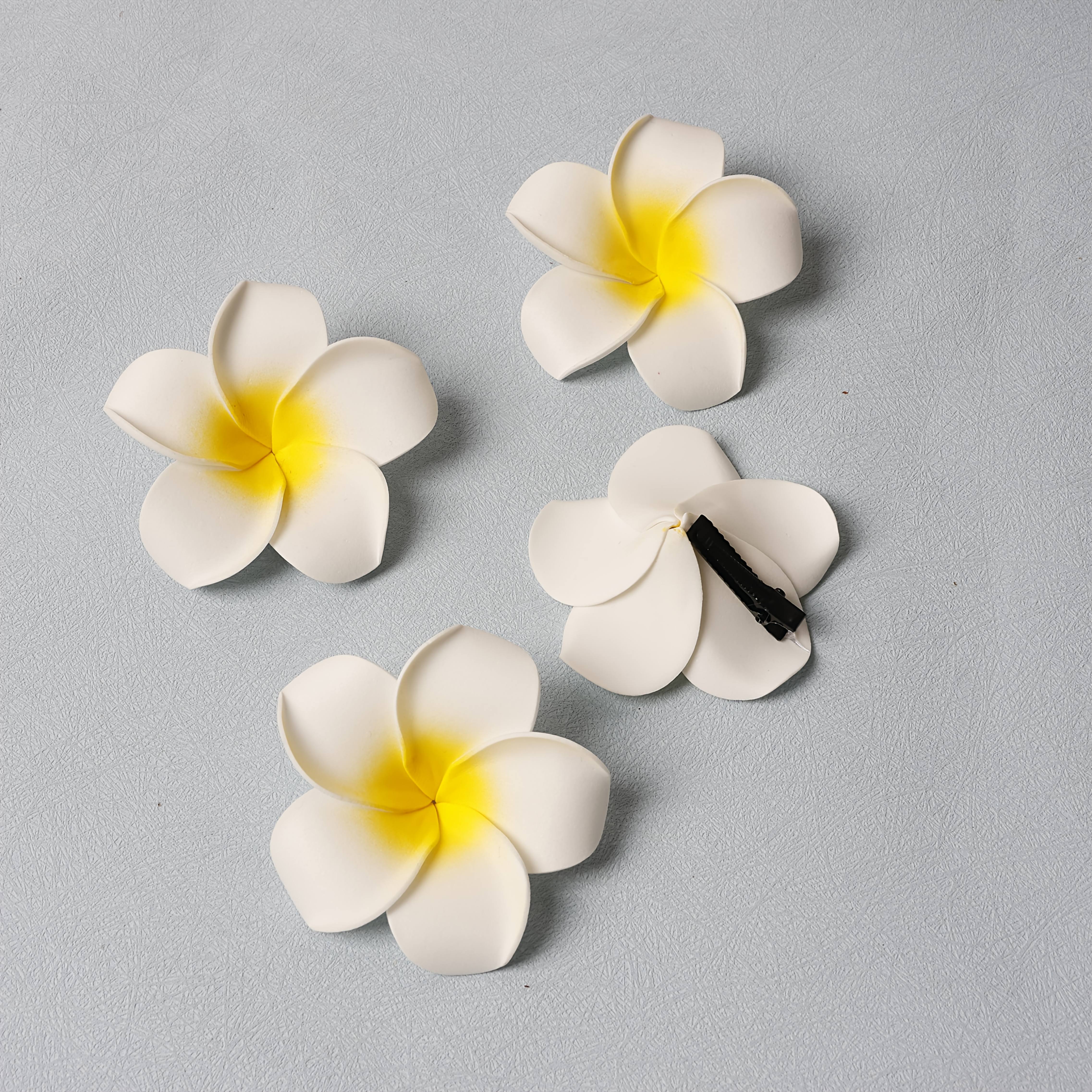 16 pack bohemian style hawaiian floral hair clips colorful pvc flower hairpins for women and girls beach vacation accessory valentines day gift assorted flower shapes Product details 2