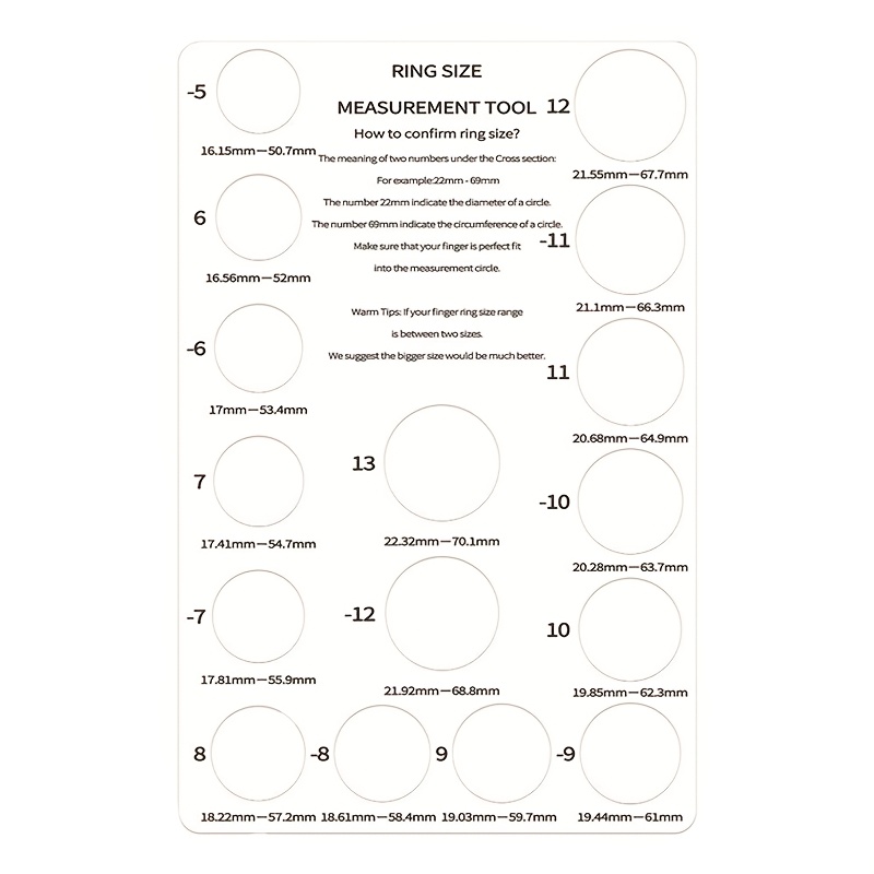 Reusable Ring Size Measuring Card, Finger Sizing Tool For European And Us Ring Sizes