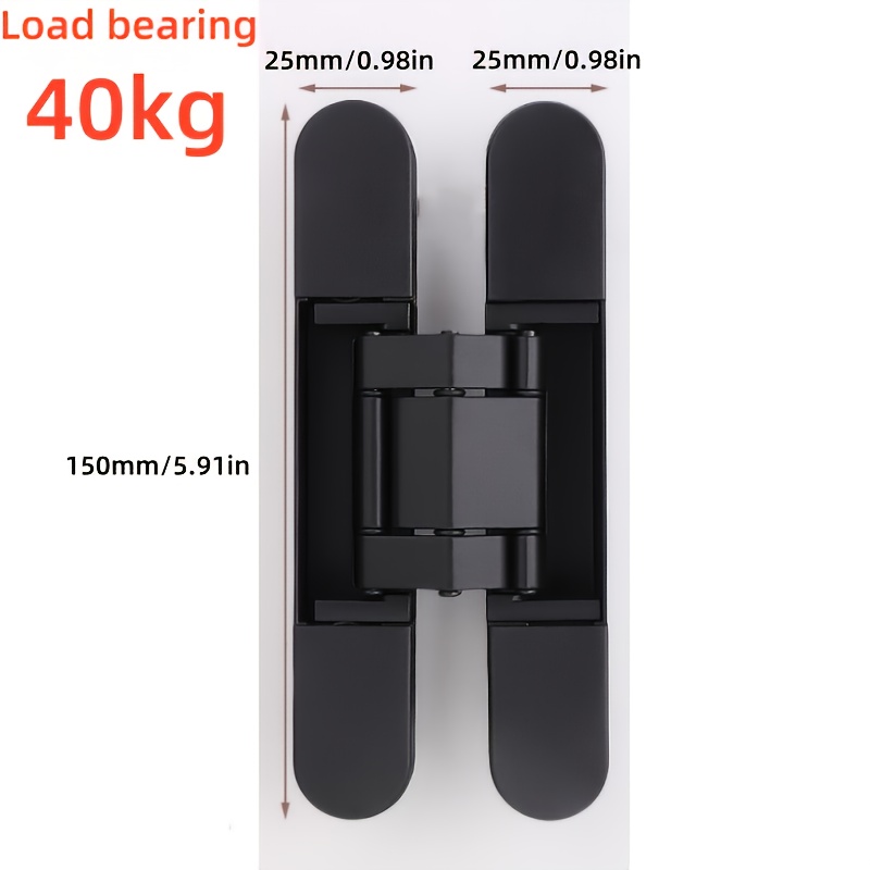 Heavy-Duty Invisible Door Hinges, 150mm/177mm - Adjustable in 3 Dimensions, Screw Covers for Clean Look, Black/Silvery, Pair, Cabinet Hinges,  , Modern Hinges, Durable Hinges, Precision Engineering, Multidirectional Adjustment, Concealed Hinges, DIY Enthusiasts, Interior Designers