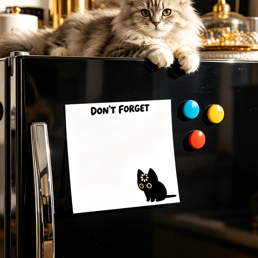 50 Sheets Funny "DON'T FORGET" Black Cat Loading Memo Pad, Sticky Notes