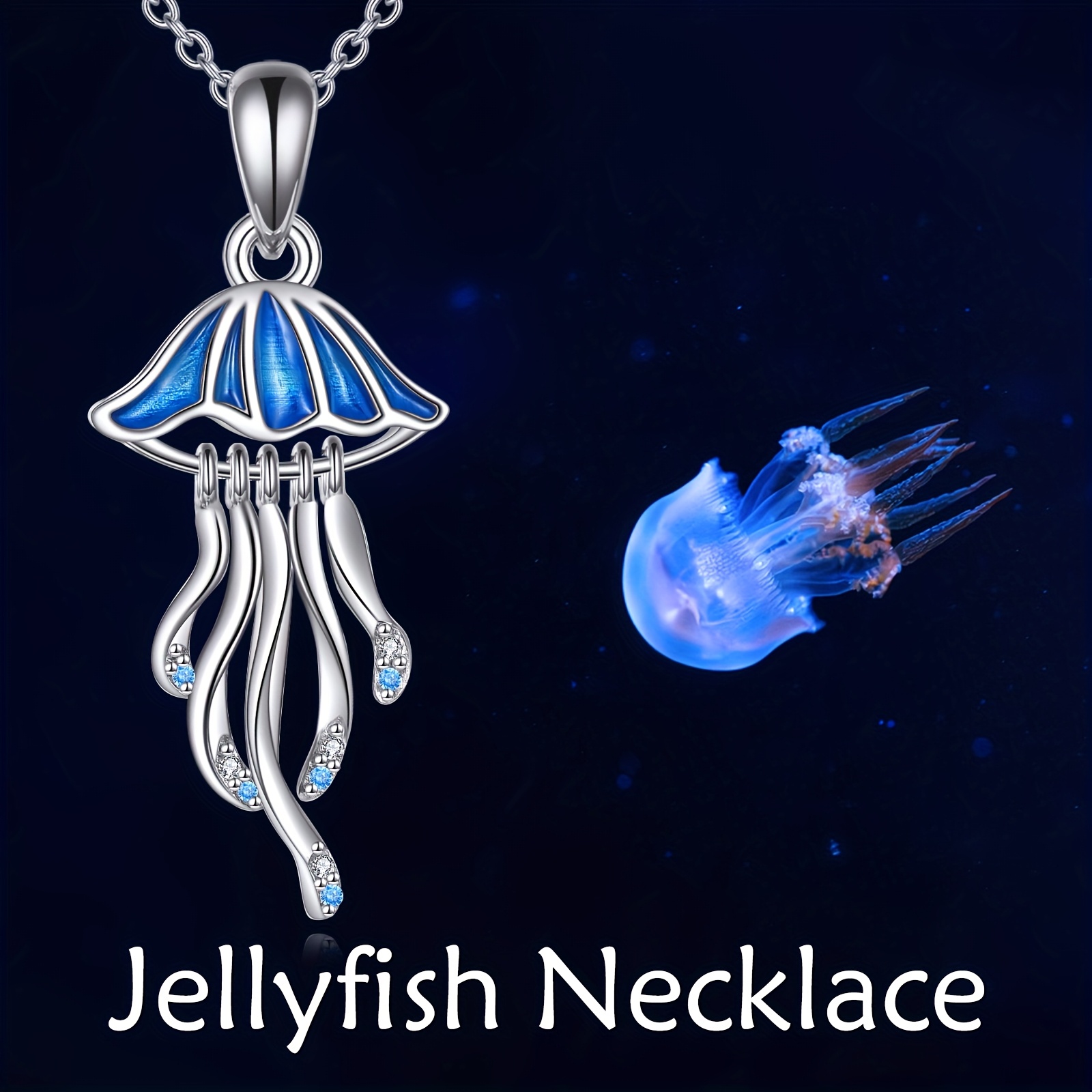 Women's 925 Sterling Silver Jellyfish Pendant Necklace