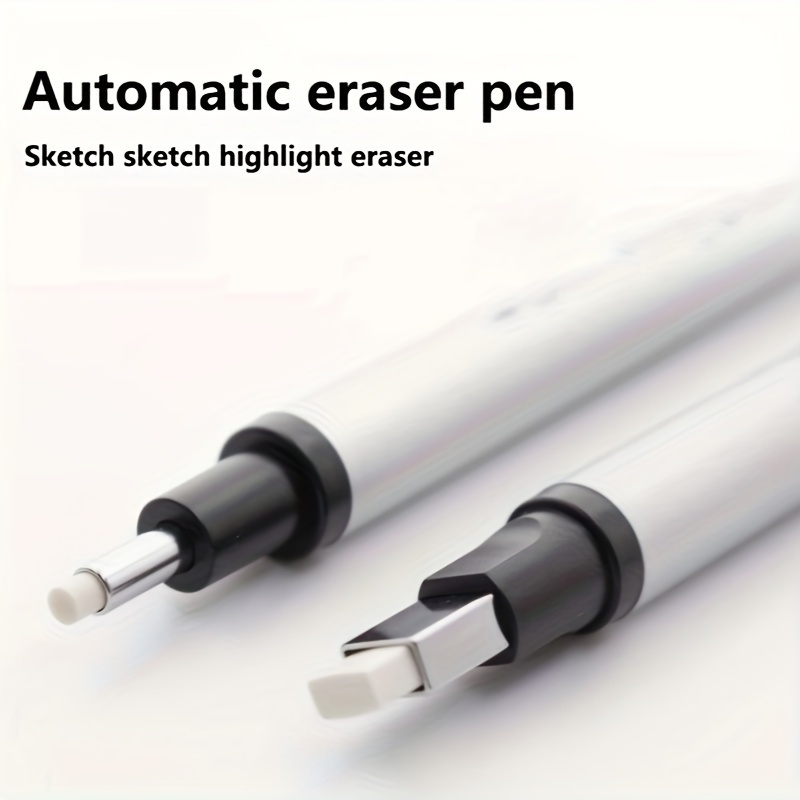 

A Delicate Mechanical Eraser Pen With A Retractable Pen Tip And A Golden Metal Stand, Using Rubber Pen Core To Erase Sketches And - Perfect For Sketching, Art, And School Supplies.