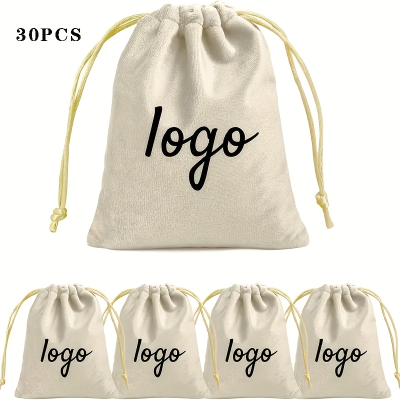 TEMU Gift For Her/him 30-50pcs Custom Gift Bags With Drawstrings, Soft Microfiber Jewelry Pouches With Logo, Suitable For Party Events, Birthday Gift